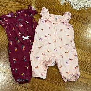 Set of Carters play rompers. 3M